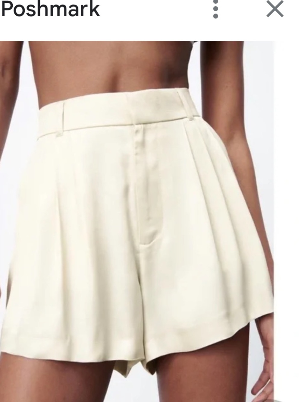 Zara Cream High-Waist Pleated Women’s Shorts